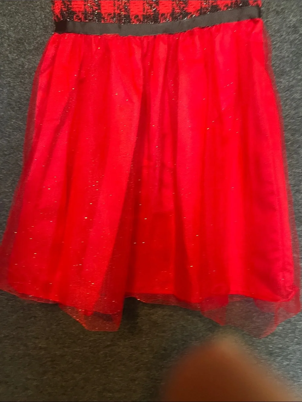 Blueberi Boulevard Red and Black Plaid Tulle Party Dress